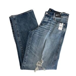 Express Relaxed Straight Leg Low Rise Distress Ripped Blue Jeans Women’s size 2R